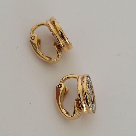 GIVENCHY G Vintage Rhinestones Gold Pendant Necklace Chain Clip On Earrings Set - Picture 6 of 11